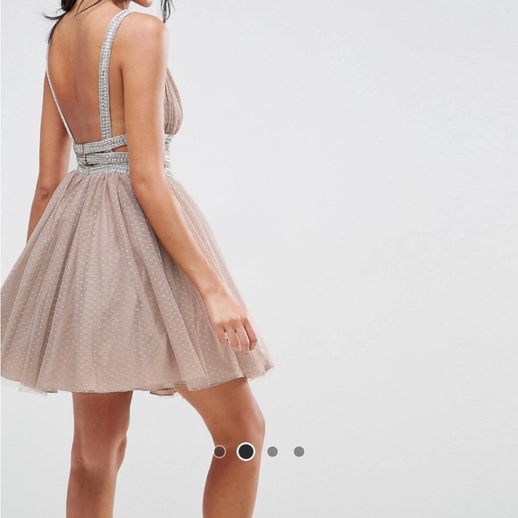 ASOS Tulle Strappy Embellished Mini Skater Dress - Picture 4 of 6
